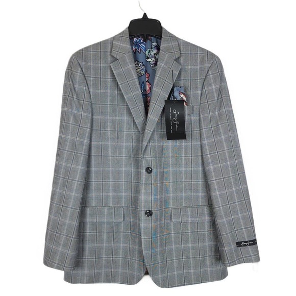Sean John Other - Sean John Men's Classic-Fit Stretch Suit Jacket Grey/Blue Plaid 36S NWT